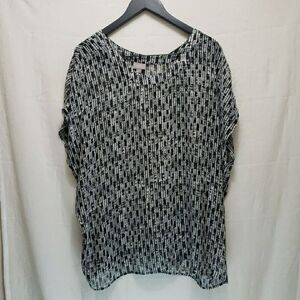 J. Jill Semi Sheer Abstract Tunic Top Women Size L Minimalist Modern Boho